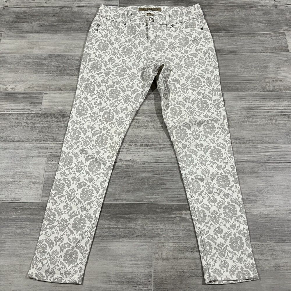 Liverpool Jeans Co Womens Size 27/4 Silver Floral Print Stretch Pants LM200SP482
